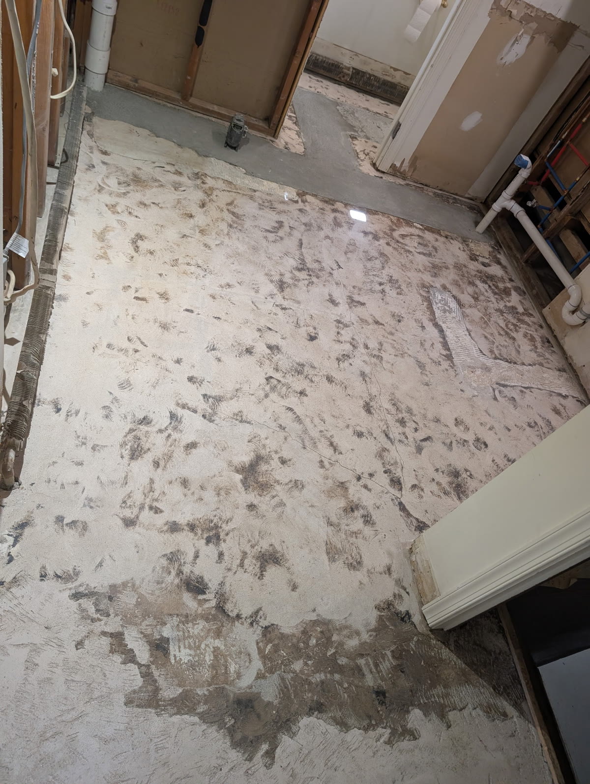 Laundry room floor before prep