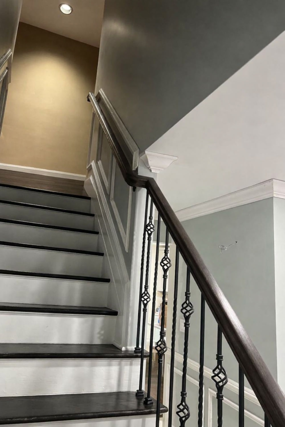 Finished staircase with stained treads