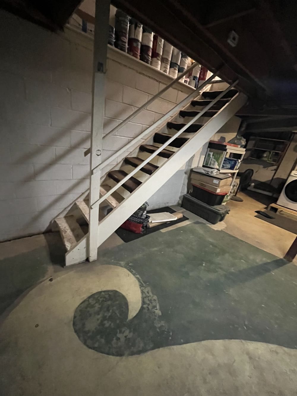 Old open-riser basement stairs