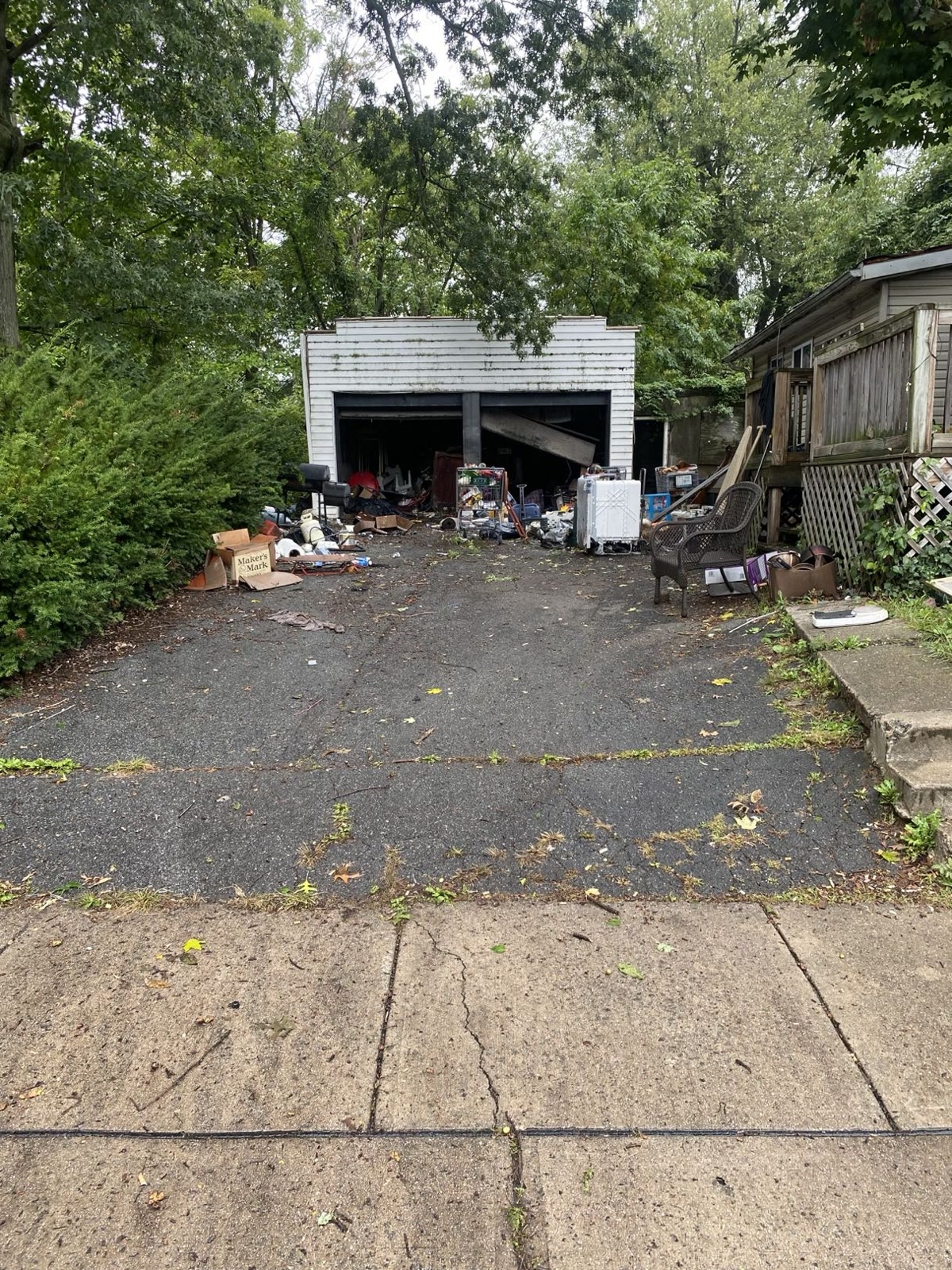 Old garage packed with junk