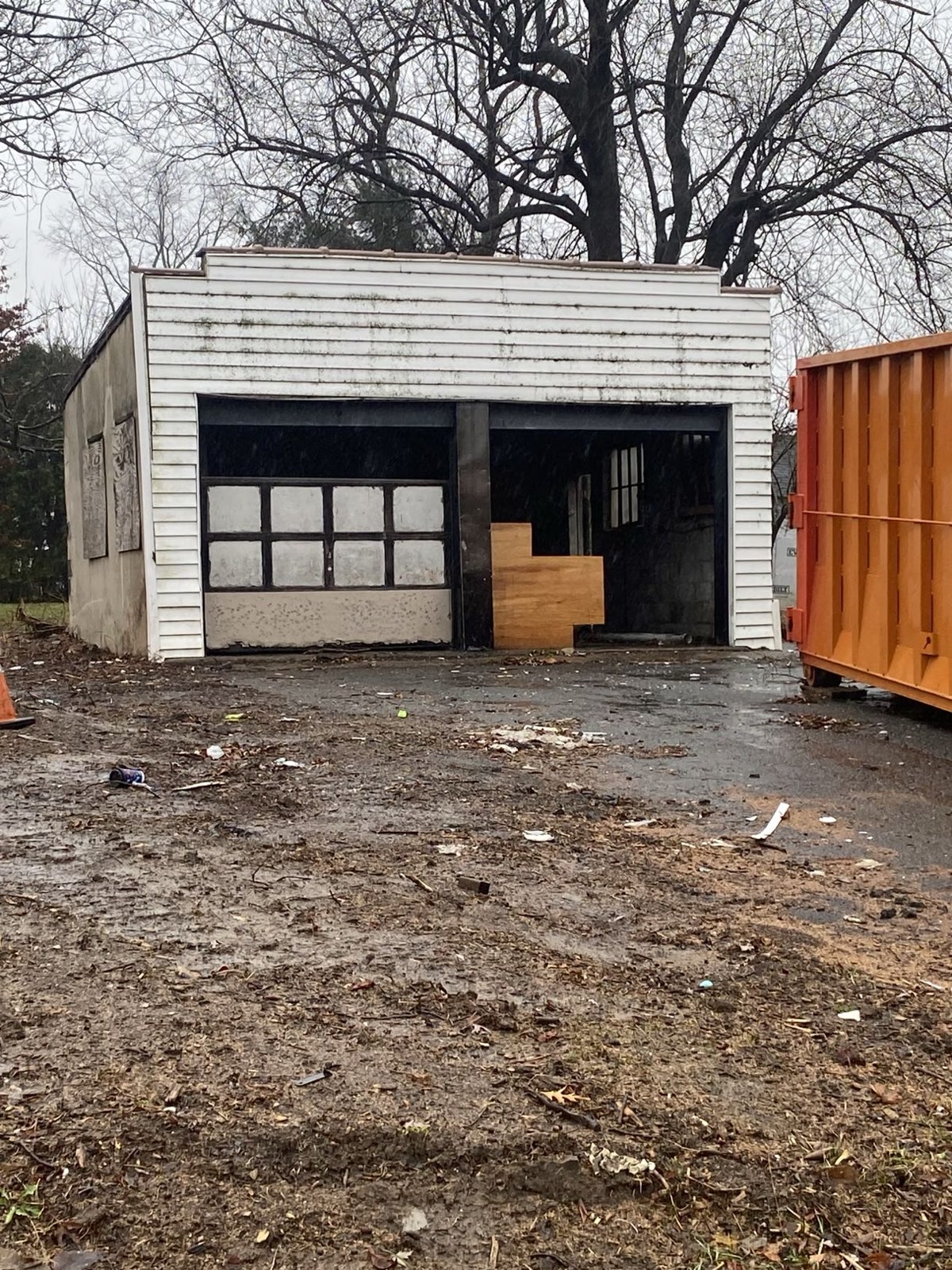 Old shed-roof garage